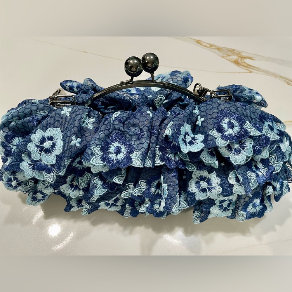 Blue Lace Clutch Handbag